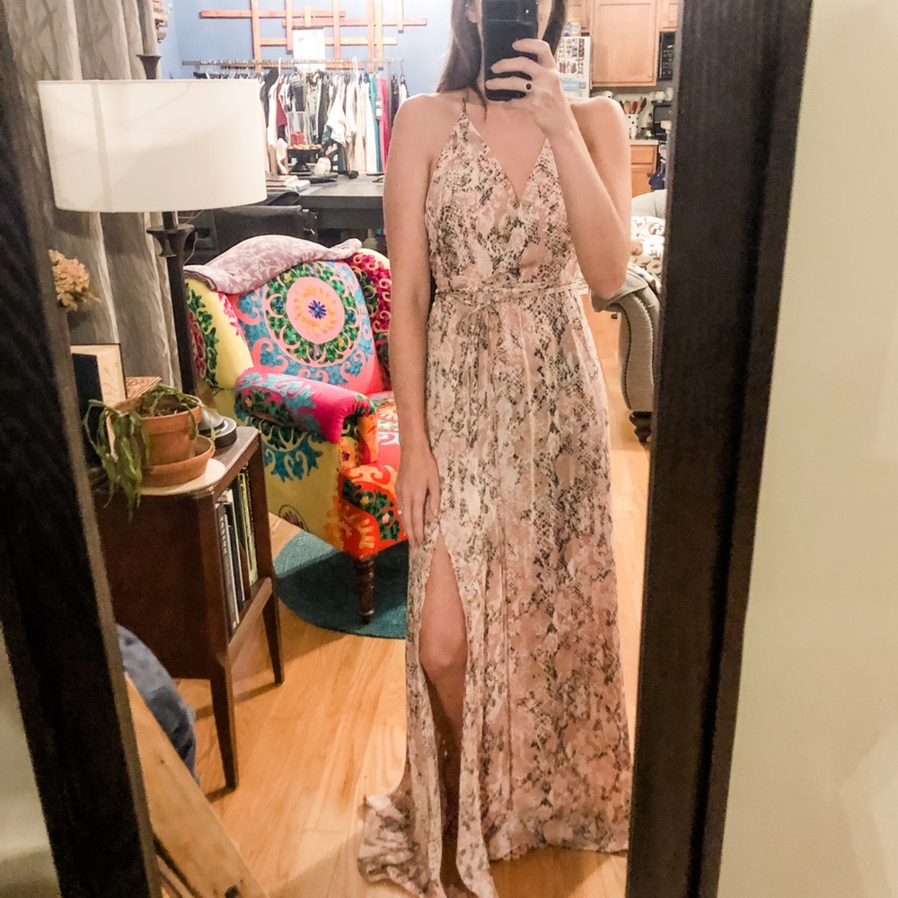 Blush Python Faux Wrap Dress | Small - Picture 13 of 16